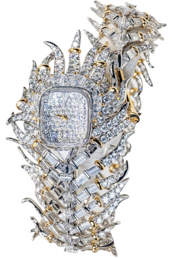 Tiffany High Jewelry Peacock Theme Collection Quartz, 18k gold, 18k white gold set with diamonds