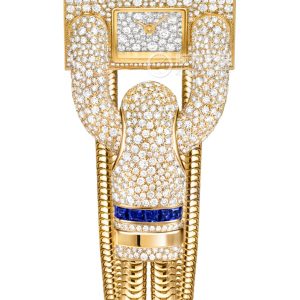Van Cleef & Arpels CADENASVCARPEU600 Quartz, gold set with diamonds and sapphires, 26*14mm - Image 1