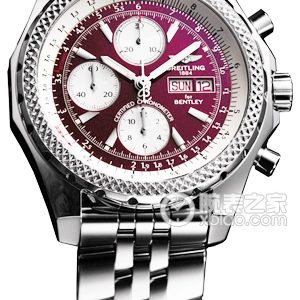 Breitling stainless steel case - burgundy dial - Speed racing bracelet Automatic machinery, high-quality steel, 44.8mm (Discontinued) - Image 1