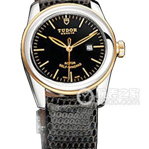 Tudor Junjue 53003 - Black dial, gold outer ring, black lizard skin finish Automatic machinery, stainless steel, 31mm - Image 1