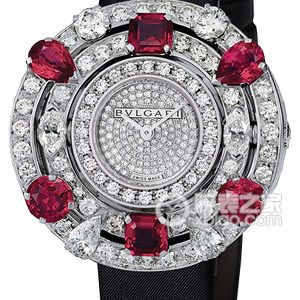 Bulgari High Jewelry Watch 101667 AEW36D2RDL/BCI Quartz, 18k white gold set with diamonds and gemstones, 36mm