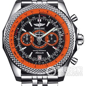 Breitling stainless steel case - Ebony black dial with orange inner bezel - Speed stainless steel bracelet Automatic machinery, precision steel, 49mm (discontinued) - Image 1
