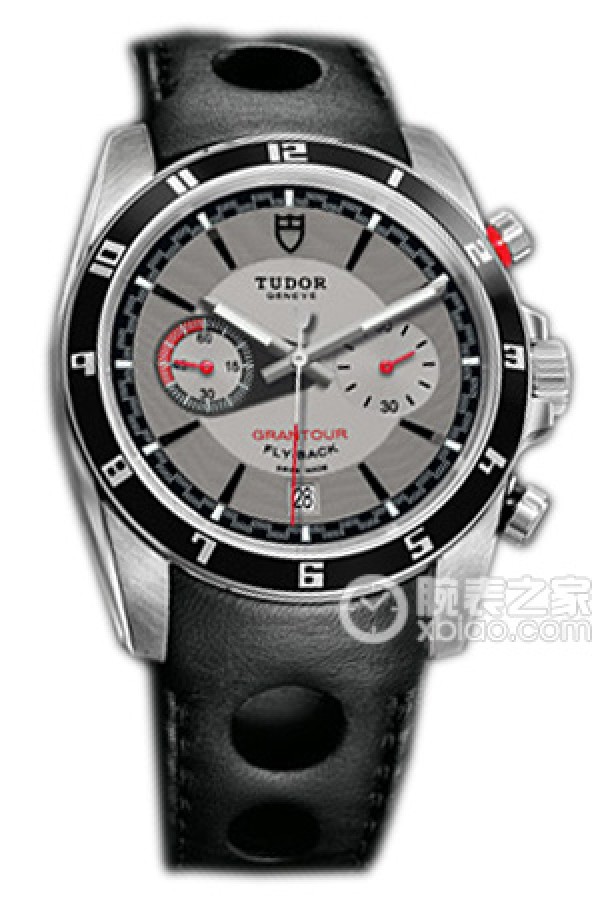 Tudor Granour 20550N: Grey Dial, Black Leather Strap, Perforated Design Automatic machinery, stainless steel, 42mm