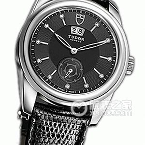 Tudor Grandeur 57000 Black Dial with Diamonds and Black Lizard Leather Strap Automatic machinery, stainless steel, 42mm - Image 1