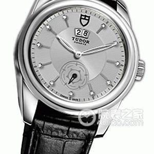 Tudor Grandeur 57000 Silver Dial with Diamond-Studded Black Leather Strap Automatic machinery, stainless steel, 42mm - Image 1