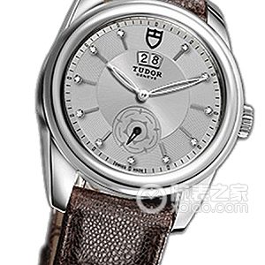 Tudor Grandeur 57000 Silver Dial with Diamonds and Burgundy Javanese Leather Strap Automatic machinery, stainless steel, 42mm - Image 1