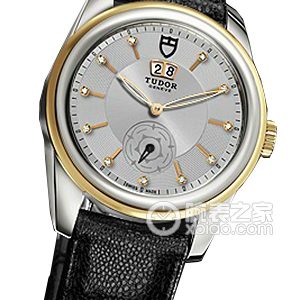 Tudor Jade 57003 Silver Dial with Diamonds and Black Java Leather Strap Automatic machinery, stainless steel, 42mm - Image 1