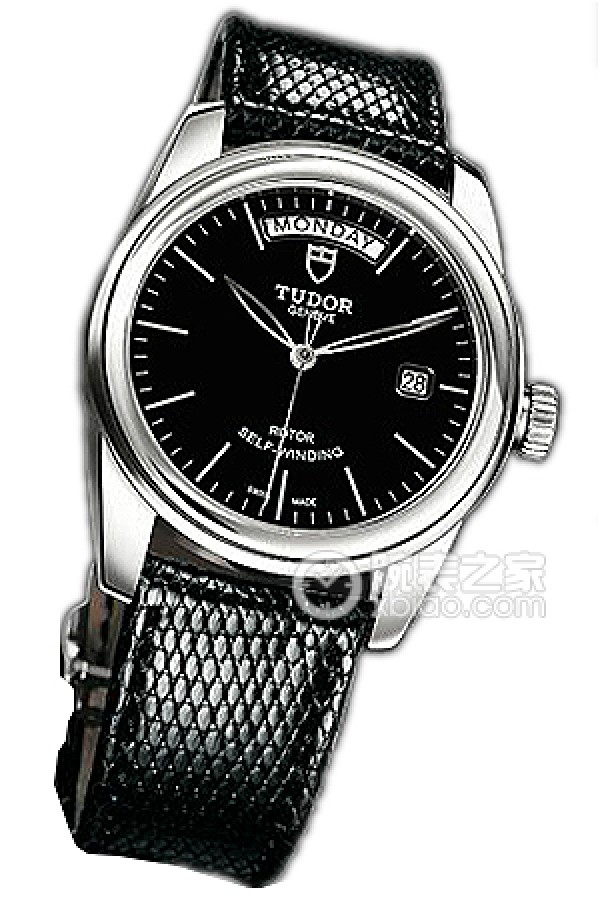 Tudor Grandeur 56000 - Black Dial with Black Lizard Leather Strap Automatic machinery, stainless steel, 39mm