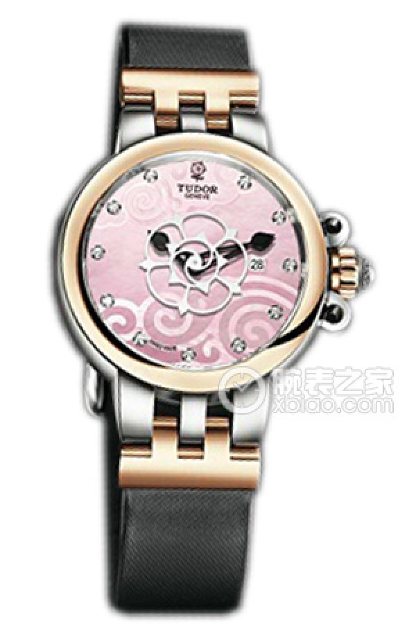 Tudor Rose 35401 - Black Satin Pink Mother-of-Pearl Dial with Diamond-Set Satin Strap Automatic machinery, stainless steel, 30mm