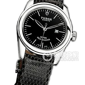 Tudor Grandeur 53000 Black Dial, Stainless Steel Bezel, Black Lizard Leather Strap Automatic machinery, stainless steel, 31mm