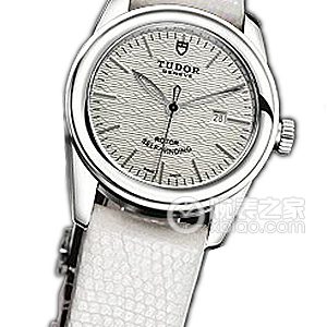 Tudor Grandeur 53000 with silver dial, jacquard stainless steel bezel, and white lizard leather strap Automatic machinery, stainless steel, 31mm