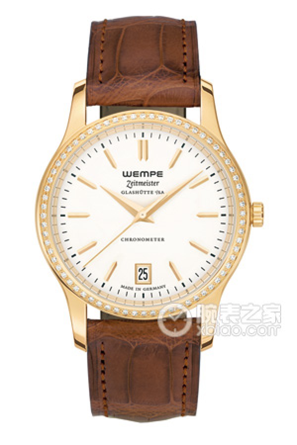 WEMPE WEMPE ZEITMEISTERWM050009 Quartz, stainless steel, gold-plated and set with diamonds, featuring 56 0.31mm diamonds.