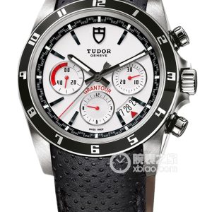 Tudor Granour 20530N White Dial Black Leather Watch with Perforated Design Automatic mechanical parts, stainless steel, black painted fixed graduation ring, 42mm - Image 1
