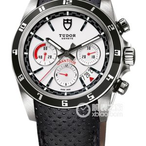 Tudor Granour 20530N Silver Dial White Leather Strap with Densely Arranged Perforations Automatic mechanical parts, stainless steel, black painted fixed graduation ring, 42mm - Image 1