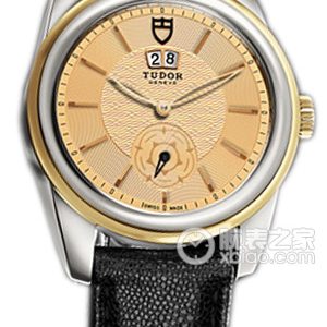 Tudor Jade 57003 with gold dial and black Javanese leather strap Automatic machinery, stainless steel, 42mm - Image 1