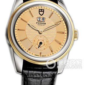 Tudor Grandeur 57003 with gold dial and shiny black genuine leather strap Automatic machinery, stainless steel, 42mm - Image 1