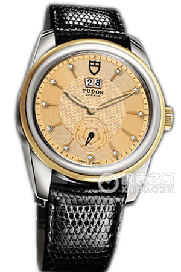 Tudor Junjue 57003 Gold Plate Pattern with Diamonds, Black Lizard Skin Automatic machinery, stainless steel, 42mm