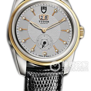 Tudor Jade 57003 Silver Dial with Diamond Pattern and Black Lizard Leather Strap Automatic machinery, stainless steel, 42mm - Image 1