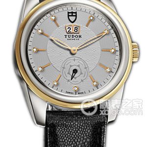 Tudor Jade 57003 Silver Dial with Diamonds and Black Java Leather Strap Automatic machinery, stainless steel, 42mm - Image 1