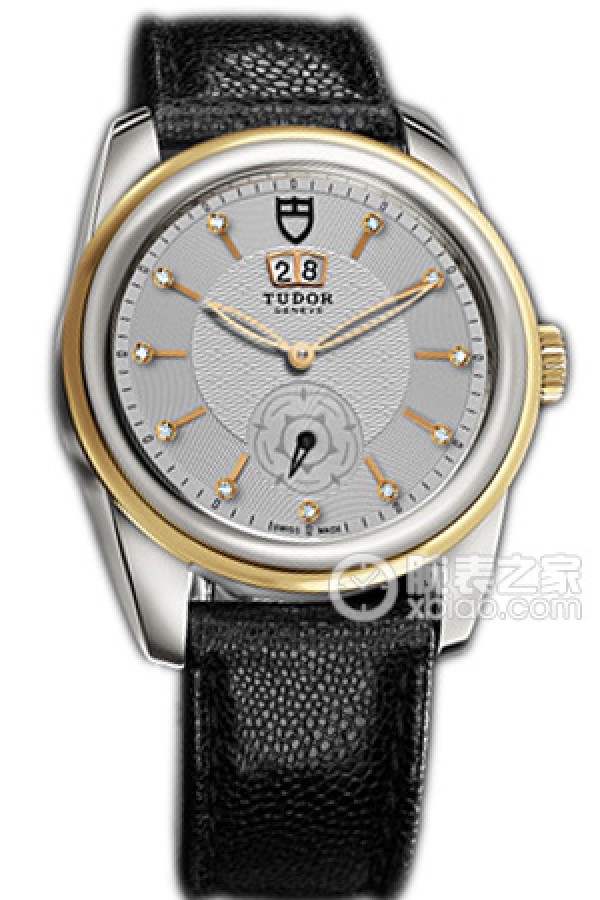 Tudor Jade 57003 Silver Dial with Diamonds and Black Java Leather Strap Automatic machinery, stainless steel, 42mm