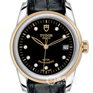 Tudor Grandeur 55003 Black Dial, Gold Bezel, Diamond-set, Black Leather Strap Automatic machinery, stainless steel, 36mm - Image 1