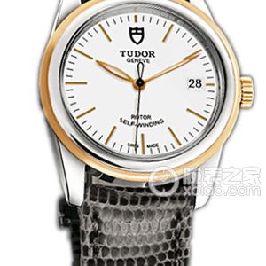 Tudor Grandeur 55003: White dial, gold bezel, grey lizard leather strap Automatic machinery, 18k gold, 36mm - Image 1