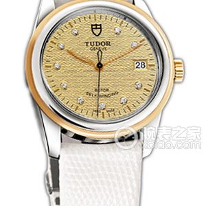 Tudor Jade 55003-LS Gold Jacquard Diamond-Set Dial, Gold Bezel, White Lizard Leather Strap Automatic machinery, precision steel, 36mm - Image 1
