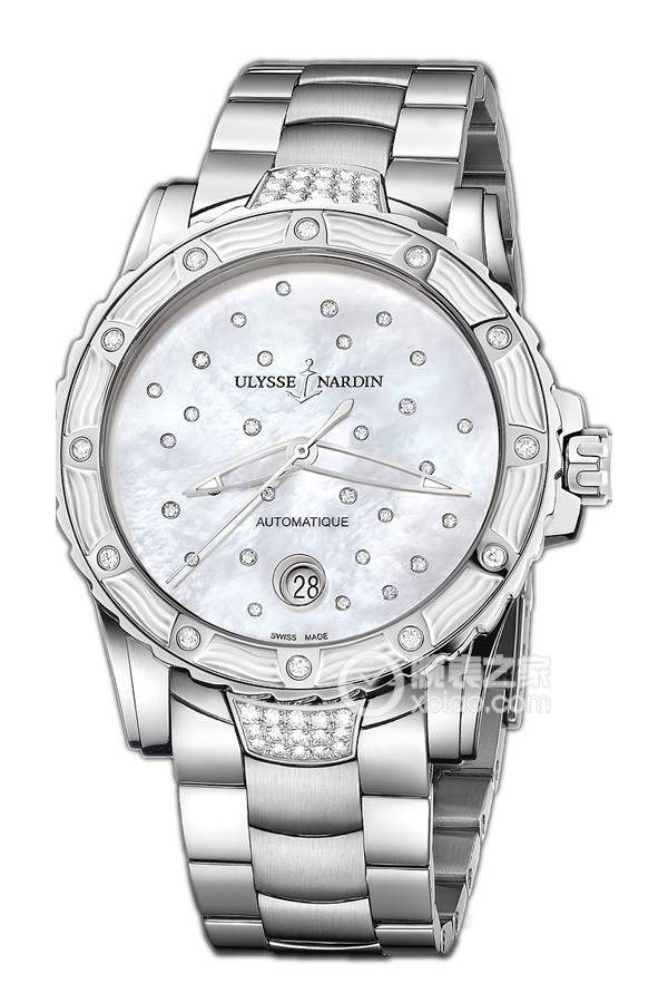 Ulysse Nardin Marine 8153-180E-7C/20 Automated machinery, stainless steel with diamond inlay, 40mm (discontinued)
