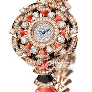 Bulgari DIVAS' DREAM102422 DVP39D2GD2GD2CO Quartz, 18k rose gold set with diamonds, brilliant-cut diamonds, onyx and coral, 39mm - Image 1