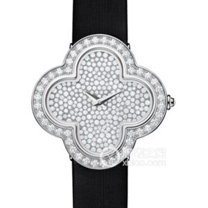Van Cleef & Arpels ALHAMBRAVCARO4HQ00 Quartz, 18k white gold set with diamonds, 27x27mm - Image 1