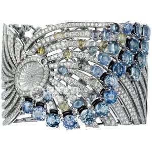 Cartier Creative Gemstone Watch HPI00892 Quartz, 18k white gold set with diamonds; set with 16 round multi-faceted sapphires, total weight 21.