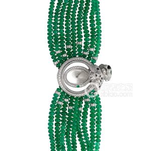 Cartier Creative Gemstone Watch HPI00543 Quartz, 18k white gold case and bracelet, set with 577 emerald beads, total weight 171.