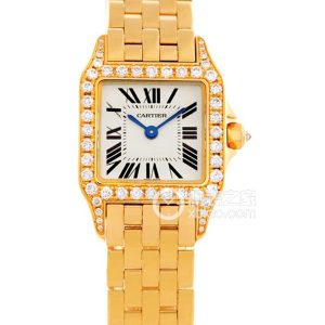 Cartier Santos WF9001Y7 Quartz, 18k gold set with diamonds, 28.25x21.65mm - Image 1