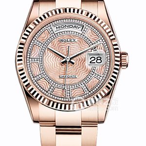 Rolex Day-Date 118235 with pink dial and diamond-set Oyster bracelet Automatic mechanical, 18k rose gold, 36mm