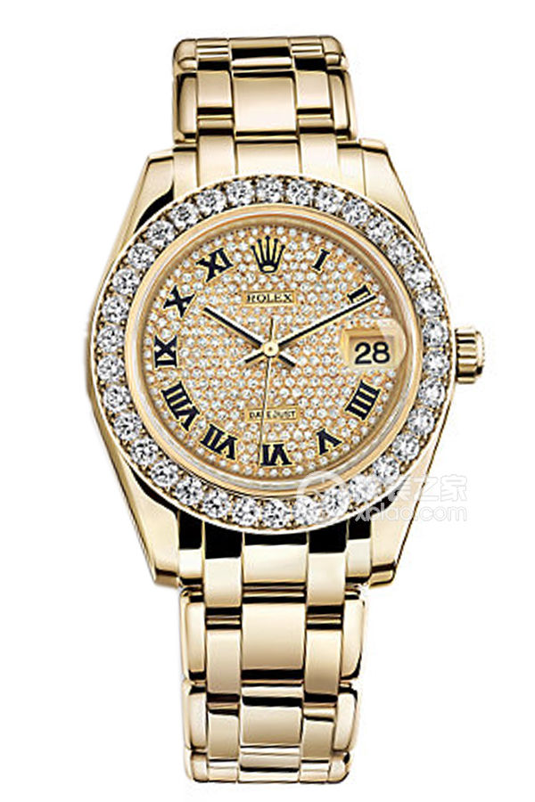 Rolex PEARLMASTER 81298 with pavé diamond dial Automatic machinery, 18k gold, 34mm