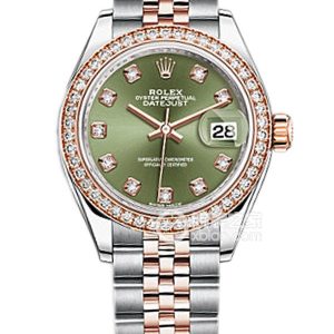 Rolex Lady-Datejust M279381RBR-0007 with olive green dial Automatic machinery, stainless steel, 28mm - Image 1