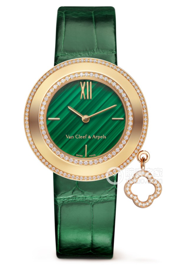 Van Cleef & Arpels CHARMSVCARO8NR00 Quartz, 18k gold set with diamonds, featuring two rows of round diamonds, 32mm