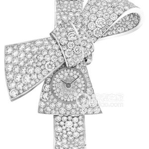 Van Cleef & Arpels High Jewelry Watch VCARO8OV00 Quartz, 18k white gold set with diamonds, 14 x 17mm - Image 1