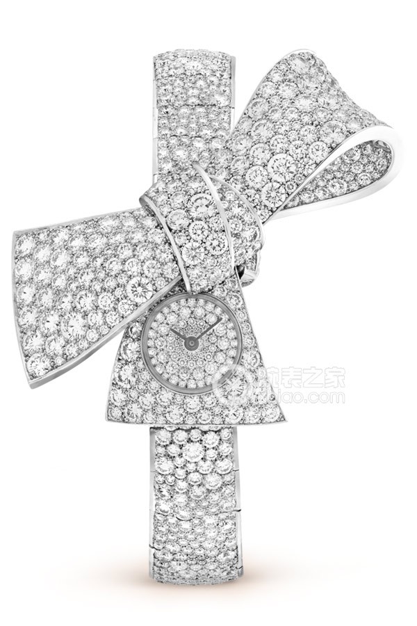 Van Cleef & Arpels High Jewelry Watch VCARO8OV00 Quartz, 18k white gold set with diamonds, 14 x 17mm