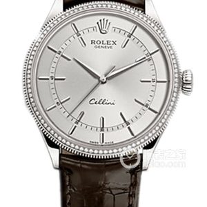 Rolex Cellini M50609RBR-0009 Silver Automatic mechanical, 18k white gold, 39mm - Image 1