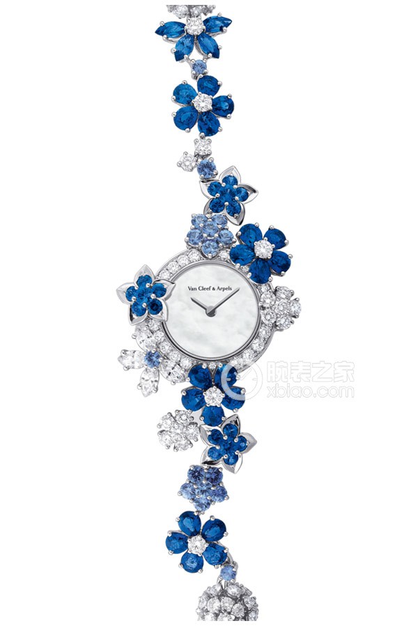 Van Cleef & Arpels High Jewelry Watch VCARM93800 Quartz, 18k white gold, set with round and marquise-cut diamonds, round and pear-shaped sapphires, 23mm
