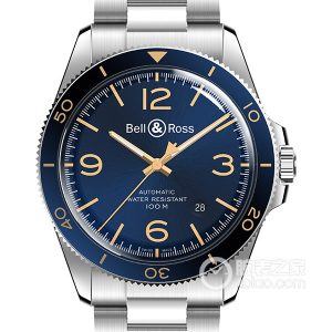Bell & Ross VINTAGEBRV292-BU-G-ST/SST Automatic mechanical movement, polished stainless steel; rotating stainless steel bezel with blue anodized aluminum ring and 60-minute scale, 41mm. - Image 1