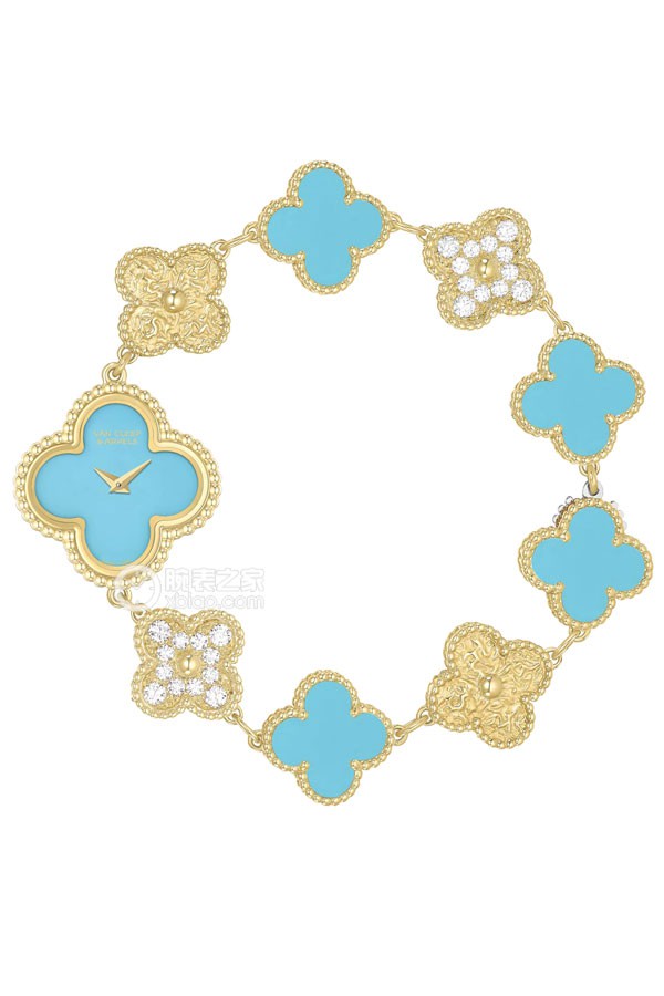 Van Cleef & Arpels ALHAMBRA Sweet Alhambra Turquoise Quartz, yellow gold, 22.7*22.7mm
