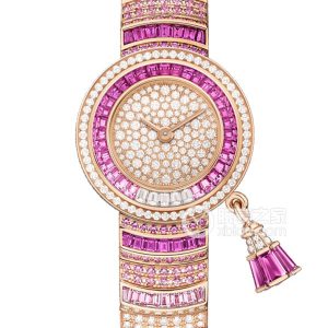 Van Cleef & Arpels CHARMSVCARO8RG00 Quartz, 18k rose gold, bezel set with round diamonds, baguette-cut diamonds, baguette-cut pink sapphire, 21mm - Image 1