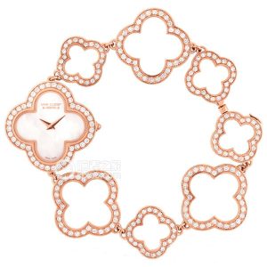 Van Cleef & Arpels ALHAMBRAVCARO8OG00 Quartz, 18k rose gold, rose gold bezel set with round diamonds, 27 x 27mm - Image 1