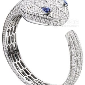 Bulgari Serpentis W36 GD2 GD2.S 102752 Quartz, 18k white gold, set with round brilliant-cut diamonds, pear-shaped sapphire eyes, 36mm - Image 1