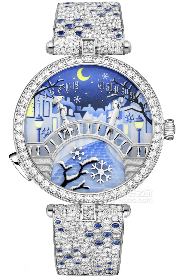 Van Cleef & Arpels Poetic Complications VCARO8U300 18k white gold, snowflake-set diamonds, 38mm