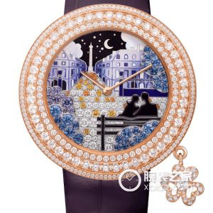 Van Cleef & Arpels Extraordinary Dial VCARO8PF00 Quartz, 18k rose gold, rose gold rotating pendant, round diamond, 38mm - Image 1