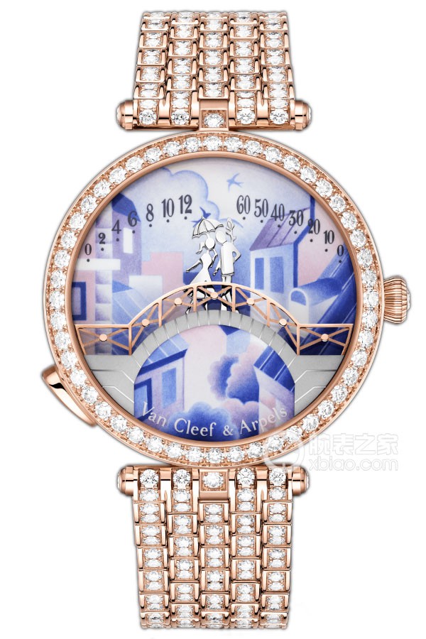 Van Cleef & Arpels Poetic Complications VCARO90A00 Automatic mechanical, 18k rose gold set with round diamonds, 38mm