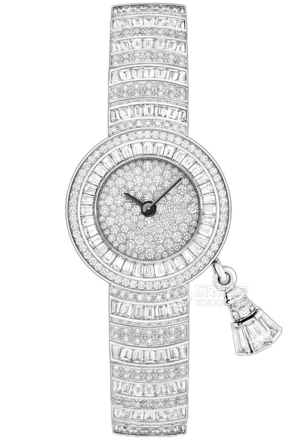 Van Cleef & Arpels CHARMSvcaro8oa00 Quartz, 18k white gold, set with round and baguette-cut diamonds, 21mm